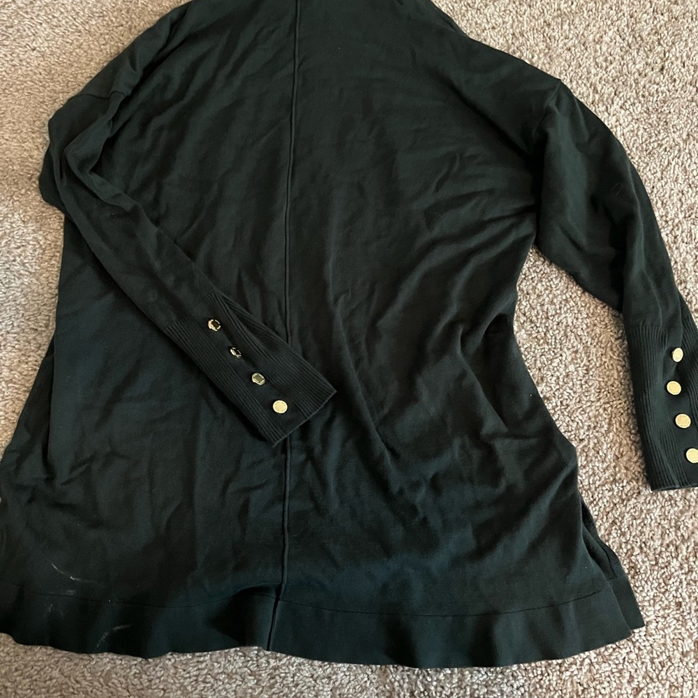 Anne Klein Dark Green Sweater with Gold Button Details